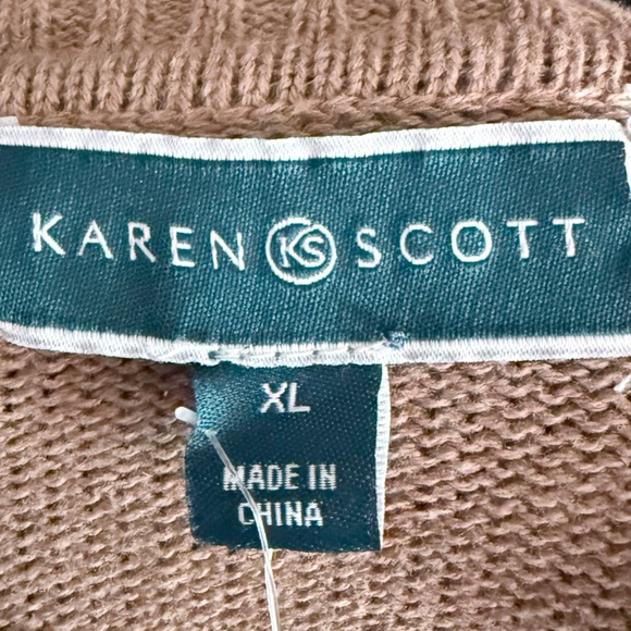 NWT Karen Scott Textured Knit Cotton Sweater - Neutral Beige, XL - Picture 4 of 5